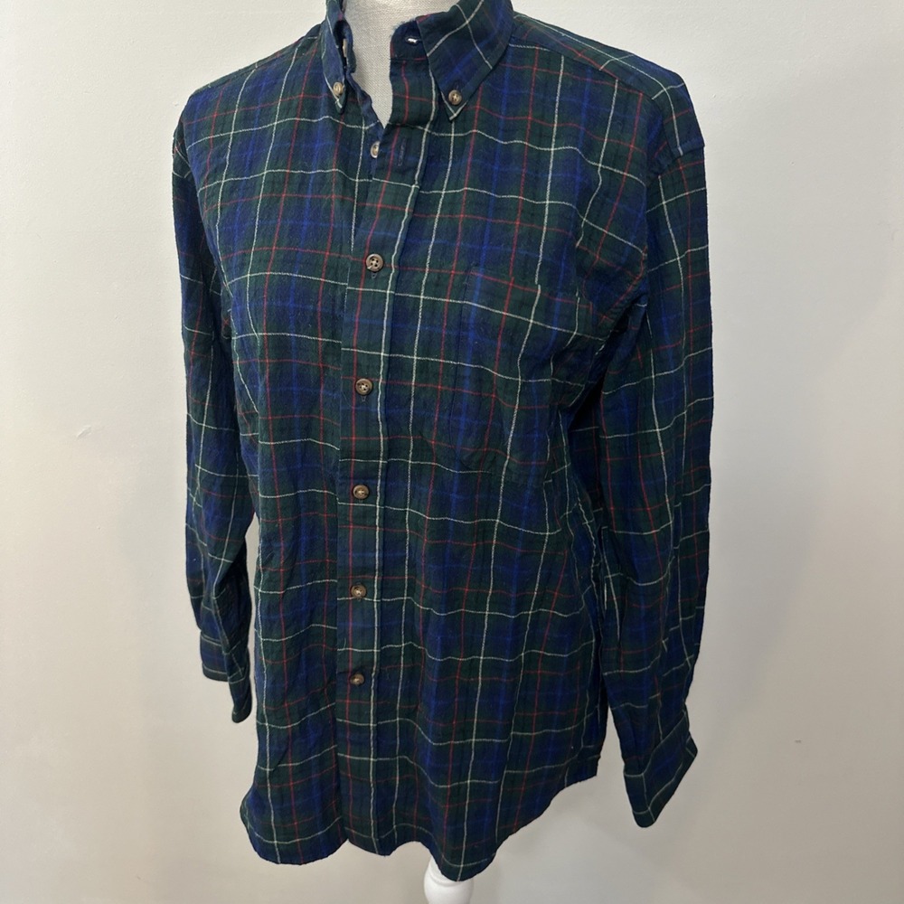 Pendleton Plaid 100%‎ Wool Green Blue Tartan Hunting Board Shirt Mens Med 29685